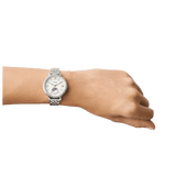Fossil Jacqueline Multifunction Moonphase White Dial Silver Steel Strap Watch for Women - ES5164