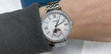 Fossil Jacqueline Multifunction Moonphase White Dial Silver Steel Strap Watch for Women - ES5164