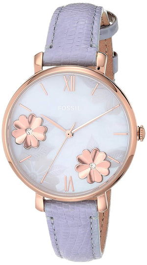 Fossil Jacqueline Purple Dial Purple Leather Strap Watch for Women - ES4814