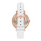 Fossil Jacqueline Quartz Mother of Pearl White Dial White Leather Strap Watch for Women - ES4579