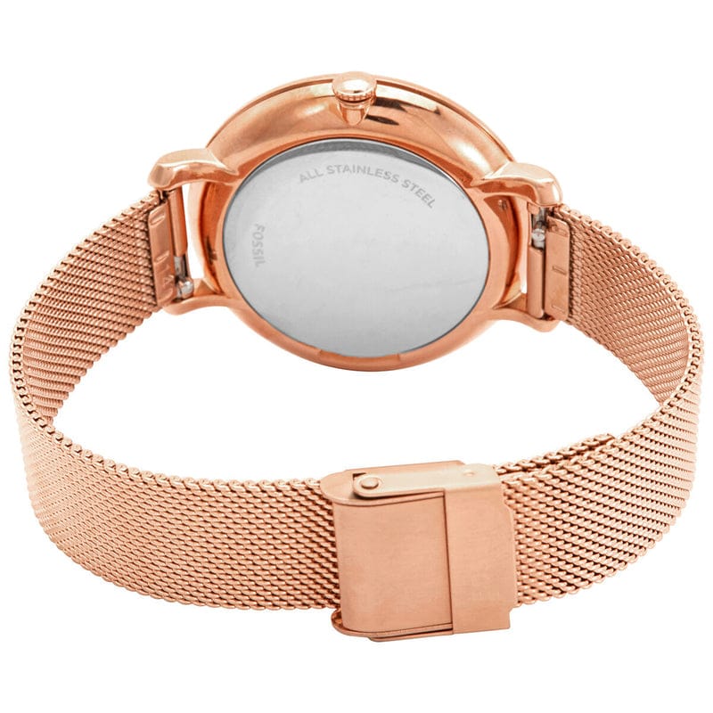 Fossil Jacqueline Quartz Rose Gold Dial Rose Gold Mesh Strap Watch for Women - ES4628