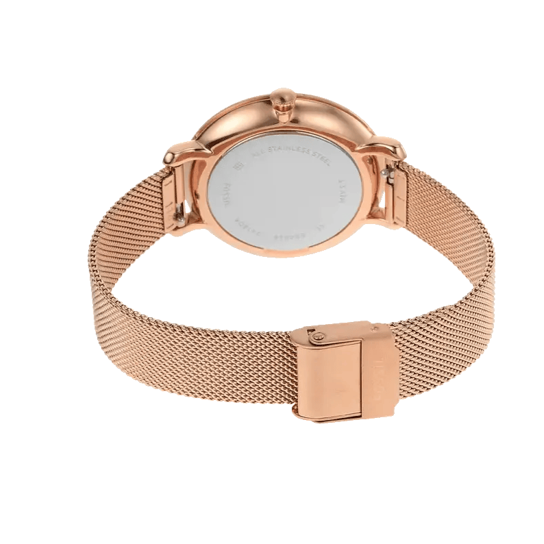 Fossil Jacqueline Quartz Rose Gold Dial Rose Gold Mesh Strap Watch for Women - ES4628