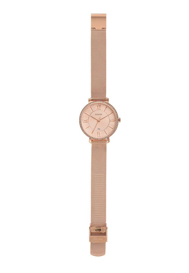 Fossil Jacqueline Quartz Rose Gold Dial Rose Gold Mesh Strap Watch for Women - ES4628