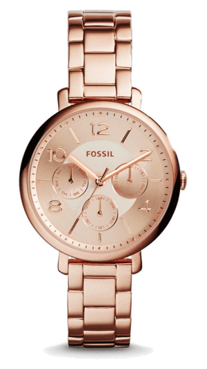 Fossil Jacqueline Rose Gold Dial Rose Gold Steel Strap Watch for Women - ES3665