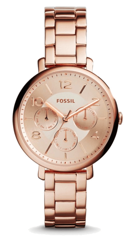 Fossil Jacqueline Rose Gold Dial Rose Gold Steel Strap Watch for Women - ES3665
