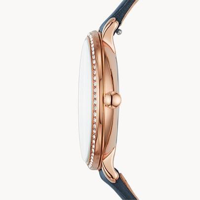 Fossil Jacqueline White Dial Blue Leather Strap Watch for Women - ES4291