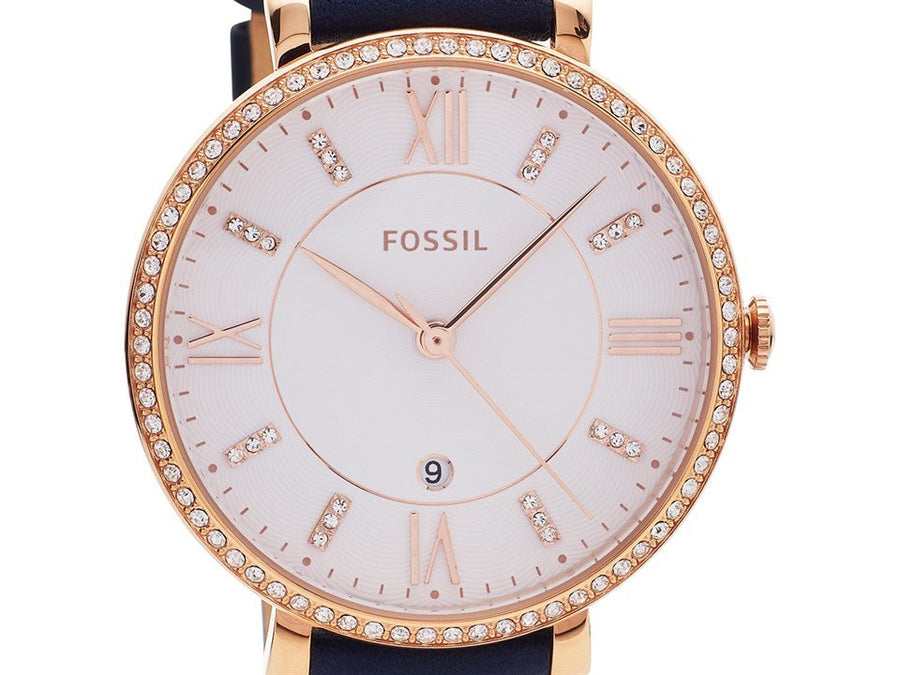 Fossil Jacqueline White Dial Blue Leather Strap Watch for Women - ES4291