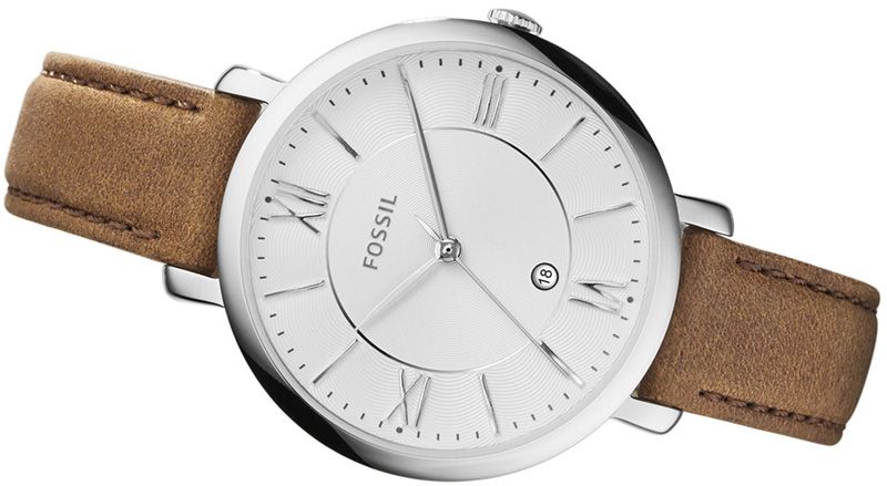 Fossil Jacqueline White Dial Brown Leather Strap Watch for Women - ES3708