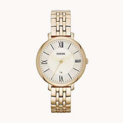 Fossil Jacqueline White Dial Gold Steel Strap Watch for Women - ES3434
