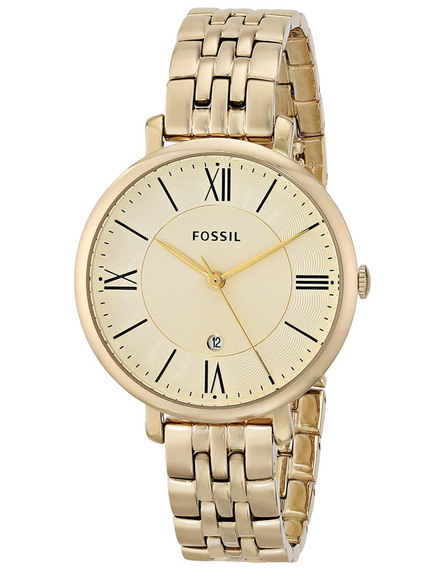 Fossil Jacqueline White Dial Gold Steel Strap Watch for Women - ES3434