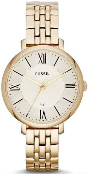 Fossil Jacqueline White Dial Gold Steel Strap Watch for Women - ES3434