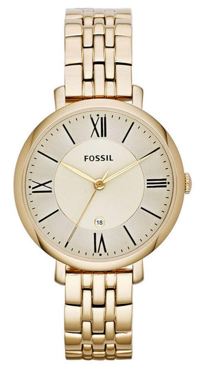 Fossil Jacqueline White Dial Gold Steel Strap Watch for Women - ES3434
