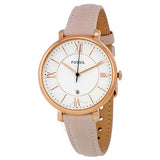 Fossil Jacqueline White Dial Pink Leather Strap Watch for Women - ES3988