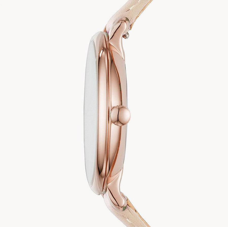 Fossil Jacqueline White Dial Pink Leather Strap Watch for Women - ES3988