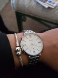 Fossil Jacqueline White Dial Silver Steel Strap Watch for Women - ES3433