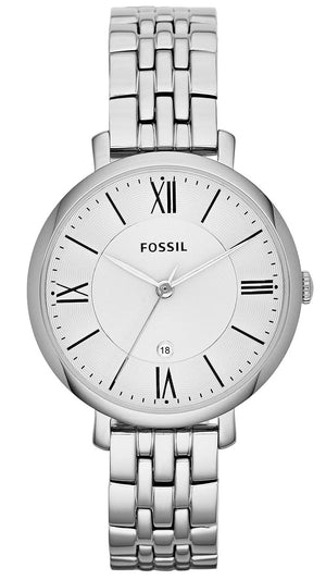 Fossil Jacqueline White Dial Silver Steel Strap Watch for Women - ES3433