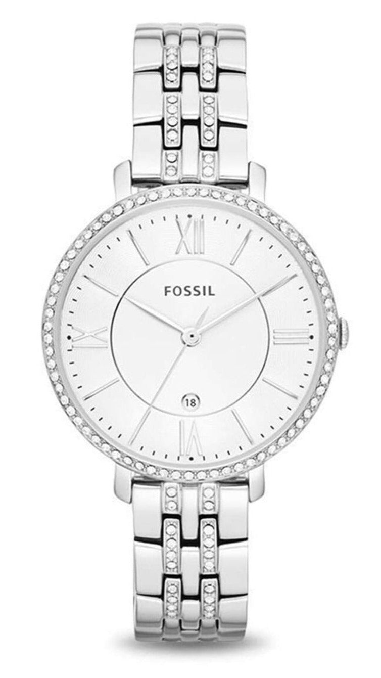 Fossil Jacqueline White Dial Silver Steel Strap Watch for Women - ES3545
