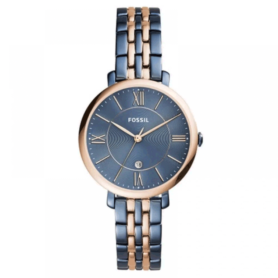 Fossil Jaqueline Grey Dial Two Tone Steel Strap Watch for Women - ES4321