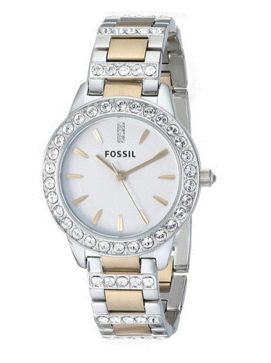 Fossil Jesse Crystals White Dial Two Tone Steel Strap Watch for Women - ES2409