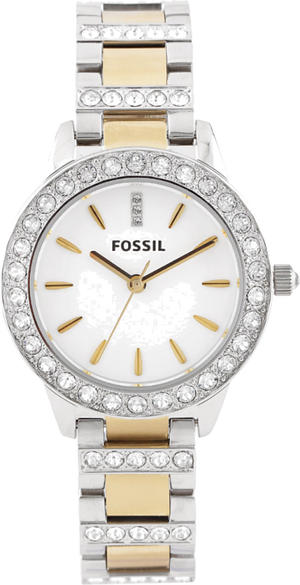 Fossil Jesse Crystals White Dial Two Tone Steel Strap Watch for Women - ES2409