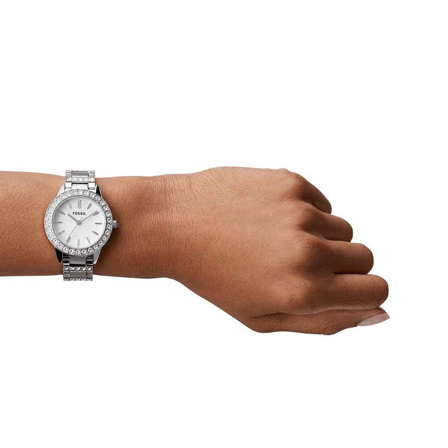Fossil Jesse White Dial Silver Steel Strap Watch for Women - ES2362