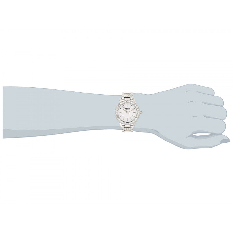 Fossil Jesse White Dial Silver Steel Strap Watch for Women - ES2362