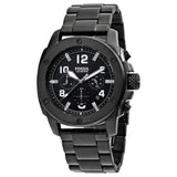 Fossil Machine Chronograph Black Dial Black Steel Strap Watch for Men - FS4927