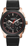 Fossil Machine Chronograph Black Dial Black Leather Strap Watch for Men - FS5120
