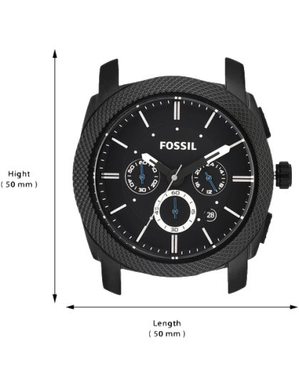 Fossil Machine Chronograph Black Dial Black Silicone Strap Watch for Men - FS4487