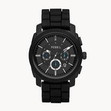 Fossil Machine Chronograph Black Dial Black Silicone Strap Watch for Men - FS4487