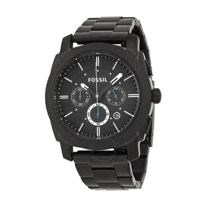 Fossil Machine Chronograph Black Dial Black Steel Strap Watch for Men - FS4552