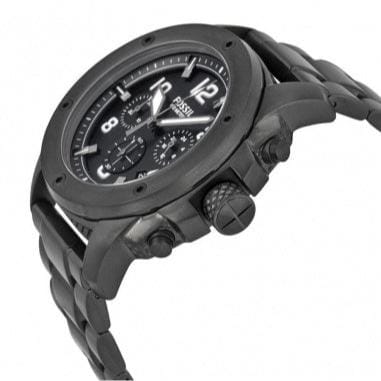 Fossil Machine Chronograph Black Dial Black Steel Strap Watch for Men - FS4927