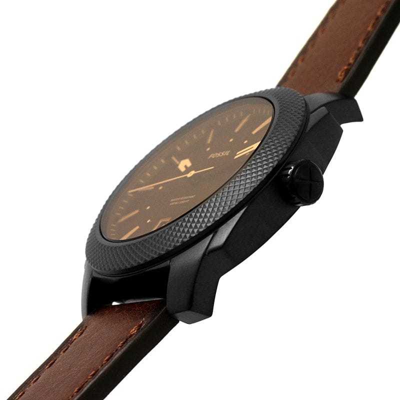 Fossil Machine Chronograph Black Dial Brown Leather Strap Watch for Men - FS5234