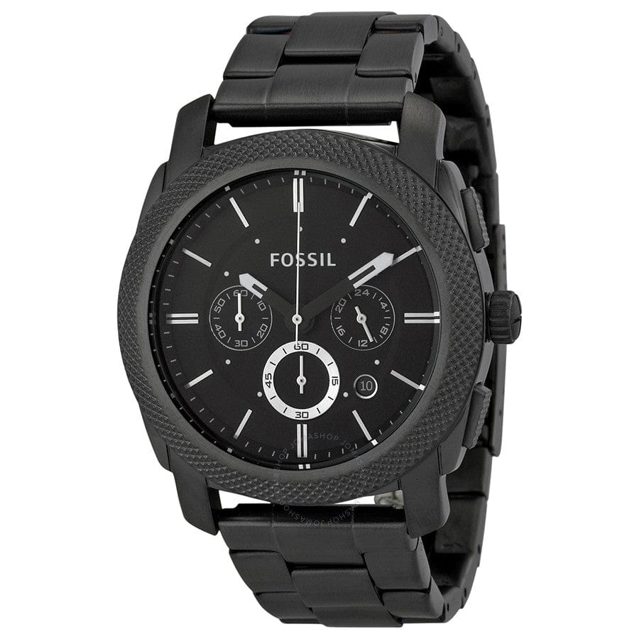 Fossil Machine Chronograph Black Dial Grey Steel Strap Watch for Men - FS4662