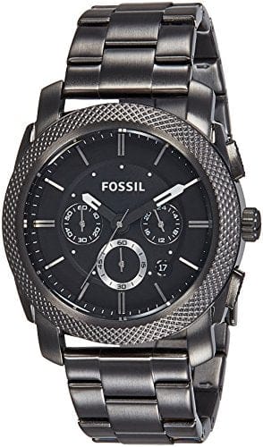 Fossil Machine Chronograph Black Dial Grey Steel Strap Watch for Men - FS4662