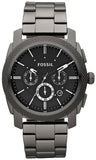 Fossil Machine Chronograph Black Dial Grey Steel Strap Watch for Men - FS4662