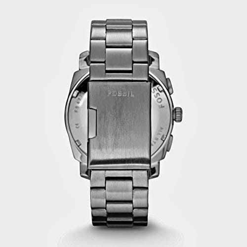 Fossil Machine Chronograph Black Dial Silver Steel Strap Watch for Men - FS4776