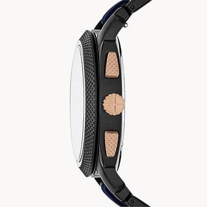 Fossil Machine Chronograph Black Dial Two Tone Steel Strap Watch for Men - FS5164