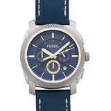 Fossil Machine Chronograph Blue Dial Blue Leather Strap Watch for Men - FS5262