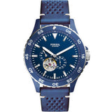 Fossil Crewmaster Sports Automatic Blue Dial Blue Leather Strap Watch for Men - ME3149