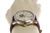 Fossil Townsman Automatic White Dial Brown Leather Strap Watch for Men - ME3064