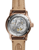 Fossil Townsman Automatic Skeleton White Dial Brown Leather Strap Watch for Men - ME3078