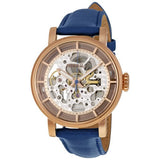 Fossil Original Boyfriend Skeleton White Dial Blue Leather Strap Watch for Women - ME3086