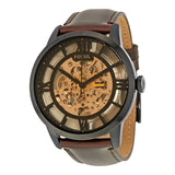 Fossil Townsman Automatic Skeleton Brown Dial Brown Leather Strap Watch for Men - ME3098