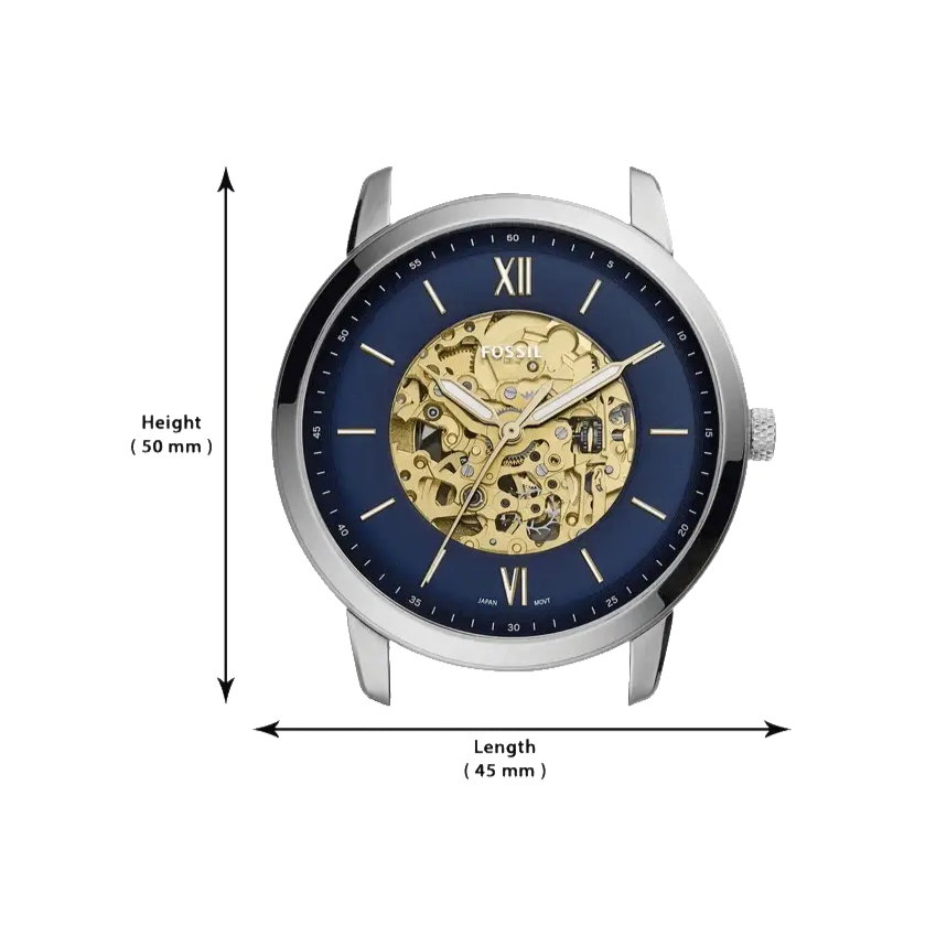 Fossil Neutra Automatic Luggage Skeleton Blue Dial Brown Leather Strap Watch for Men - ME3160