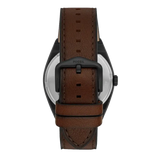 Fossil Everett Automatic Analog Black Dial Brown Leather Strap Watch for Men - ME3207