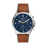 Fossil Forrester Chronograph Blue Dial Brown Leather Strap Watch for Men -  S5607