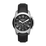 Fossil Grant Chronograph Black Dial Black Leather Strap Watch for Men - FS4812