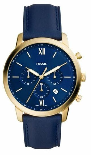 Fossil The Minimalist 3H Analog Blue Dial Blue Leather Strap Watch for Men - FS5789