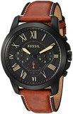 Fossil Grant Chronograph Black Dial Brown Leather Strap Watch for Men - FS5241